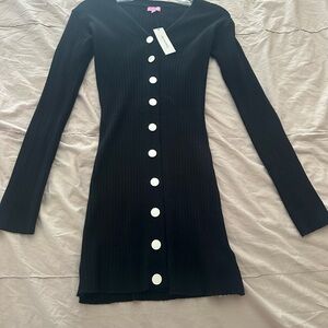 Francesca's Collections Black Long Sleeve Dress
